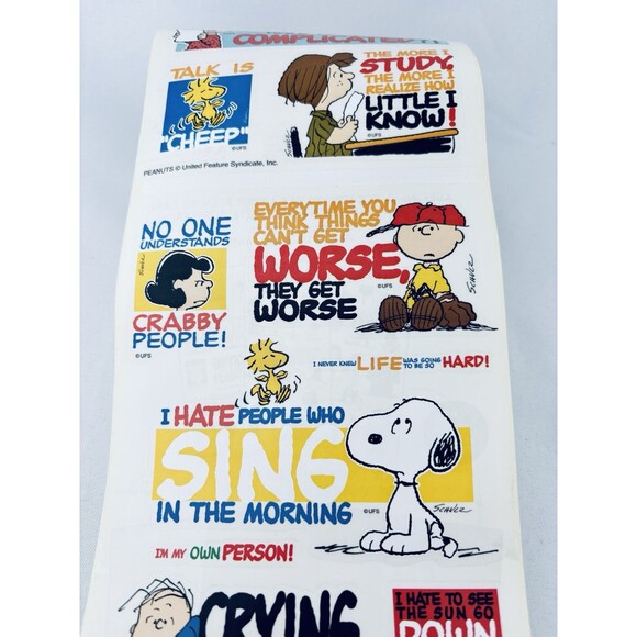 Vintage 2004 Sandy Lion‎ Sticker Roll Peanuts Sayings Phrase Snoopy Scrapbooking - Picture 1 of 11